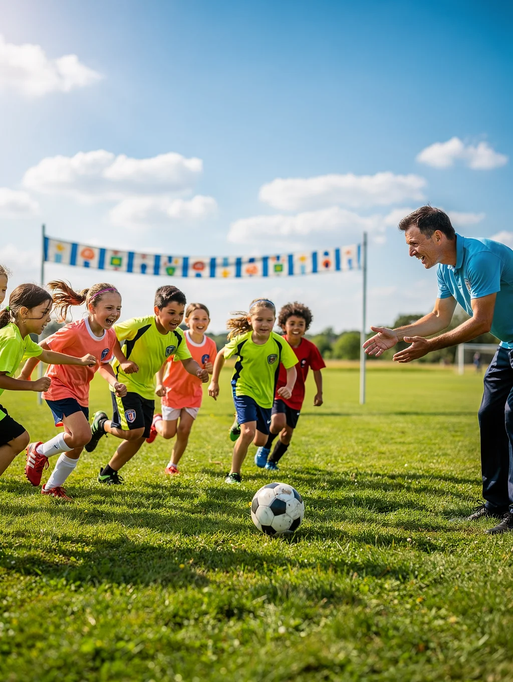 Children participating in a fun sports academy activity